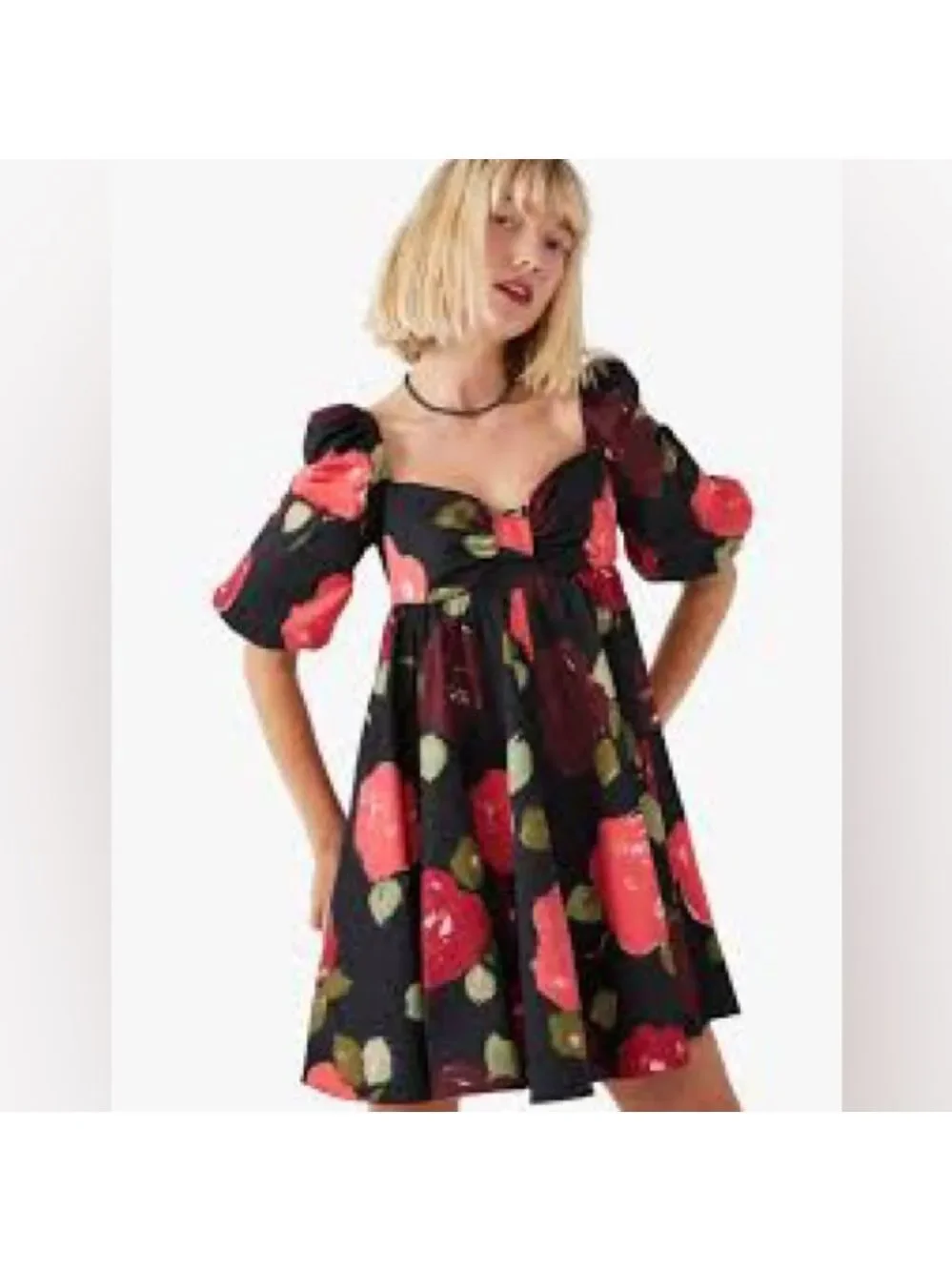 Kate Spade New York Just Rosy Beau Dress‎ Black Red Floral NWOT Size 6